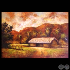 PAISAJE PARAGUAYO CON RANCHO - Obra de JUAN GUERRA GAJA